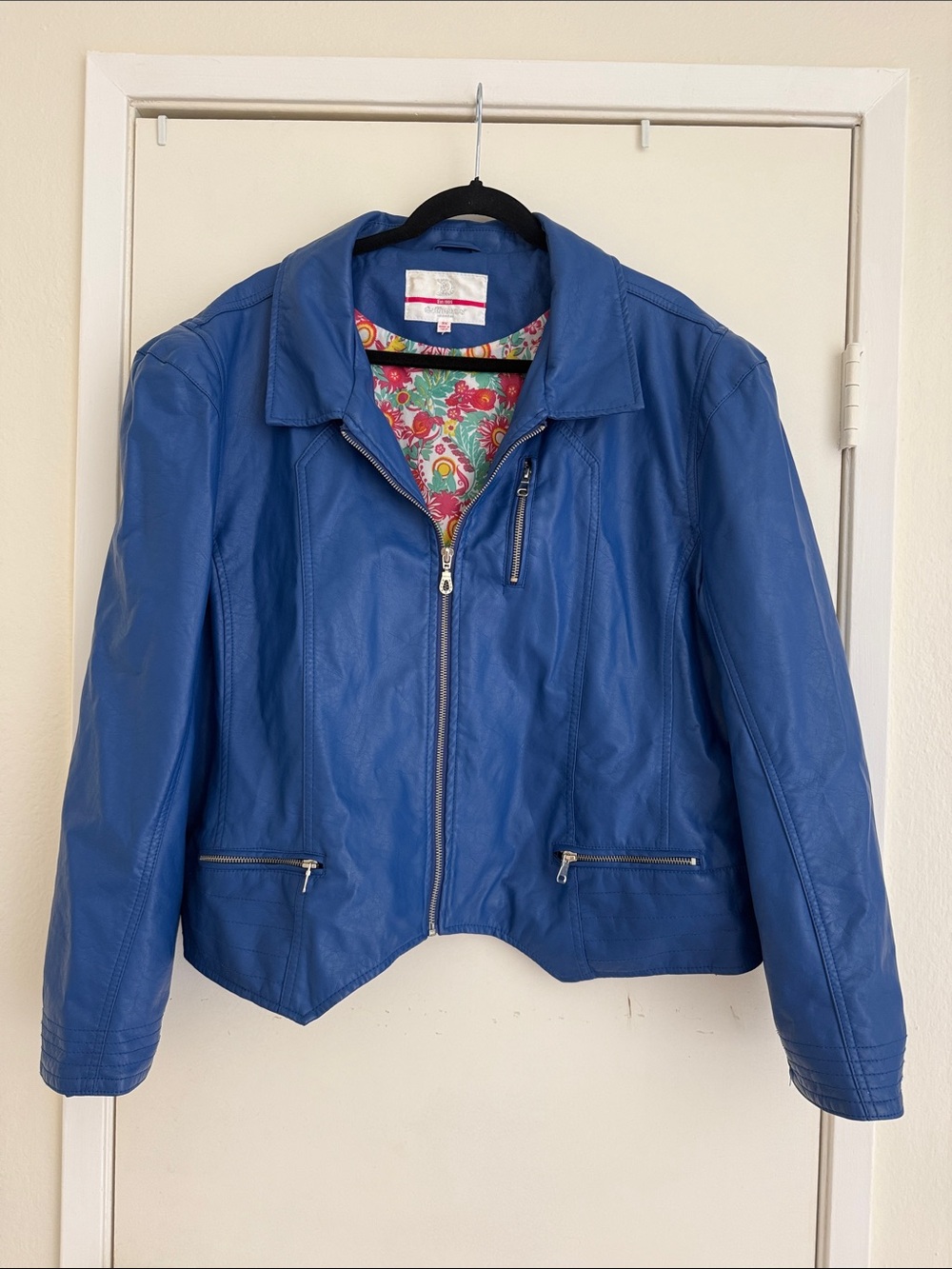 Dollhouse Blue Women's Faux Leather Zip Jacket size 3X
